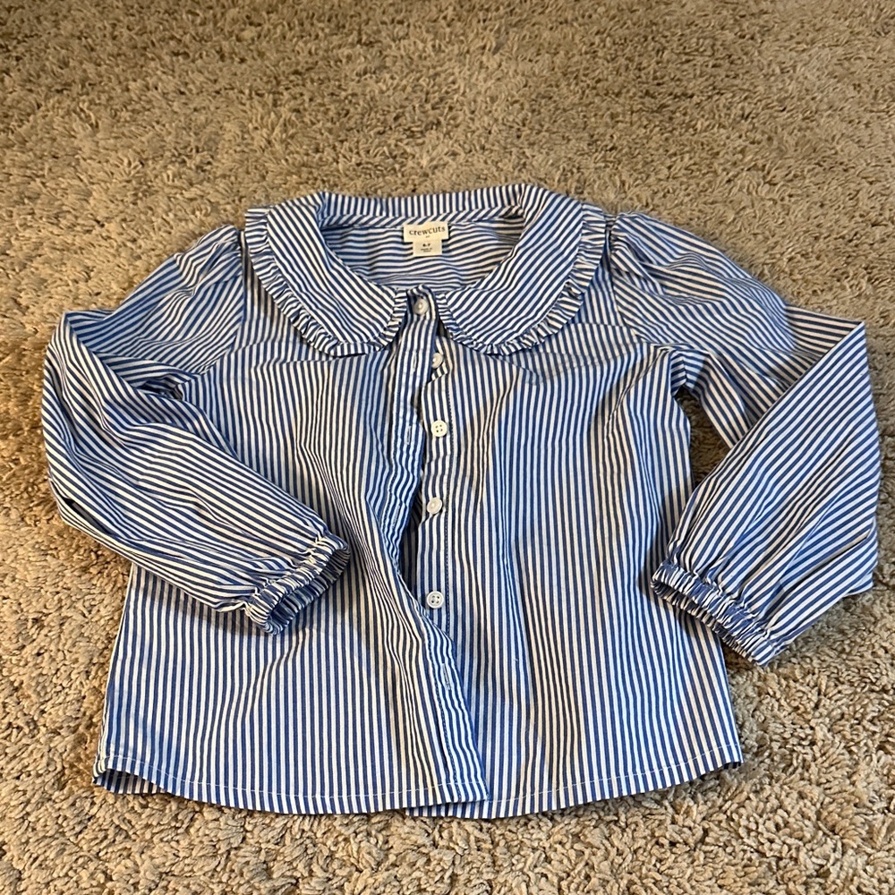 Crewcuts Blue and White Striped Button Down Shirt